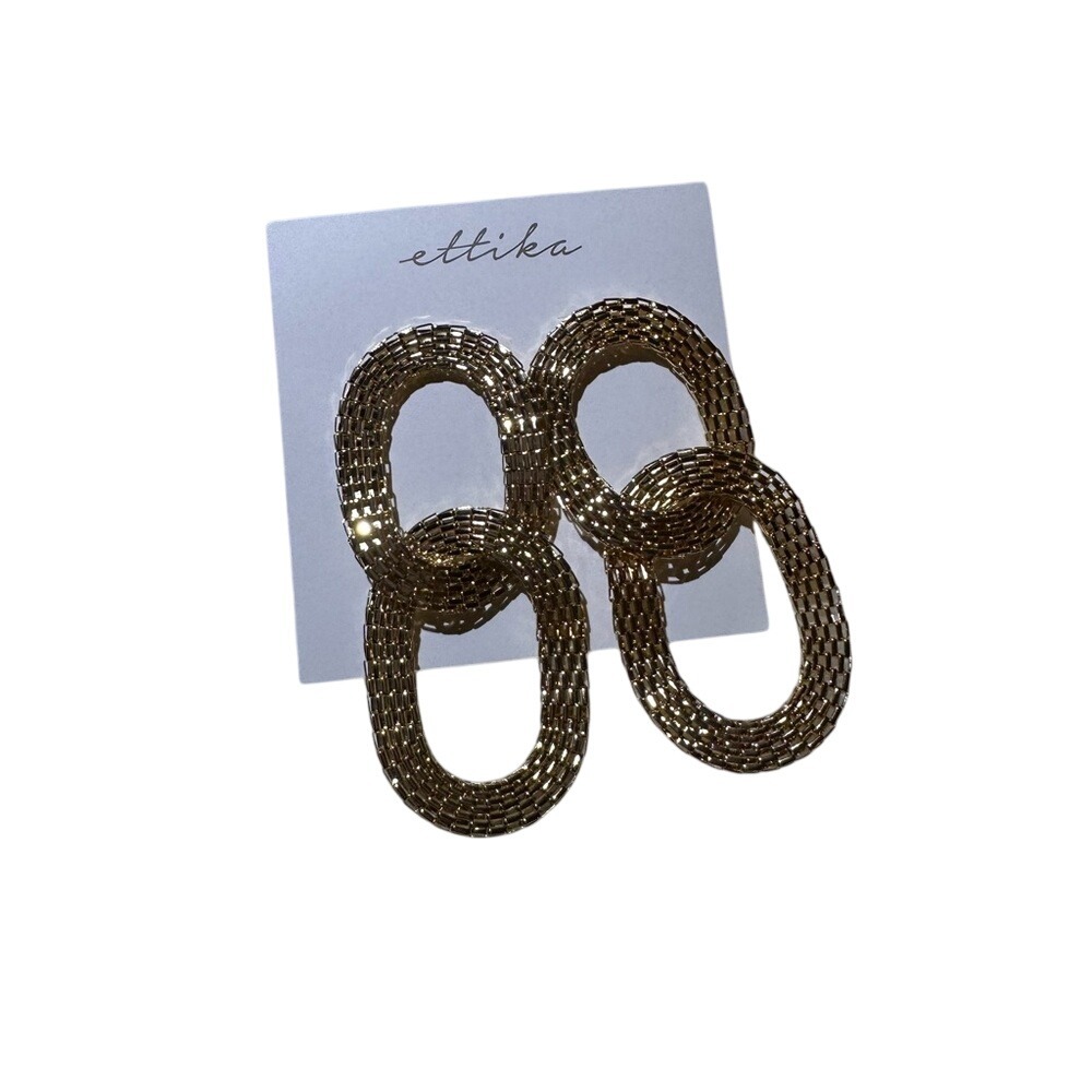 Ettika Gold Chain Link‎ Earrings Statement Dangle Drop Fashion Jewelry